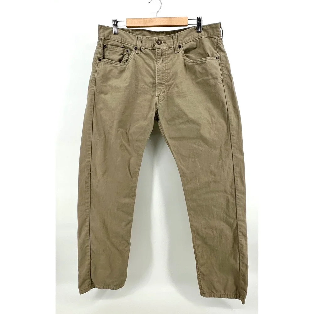 Levis 505 Regular Fit Straight Leg Khaki Tan Pants Mens 36x32 00505-0718 Cotton