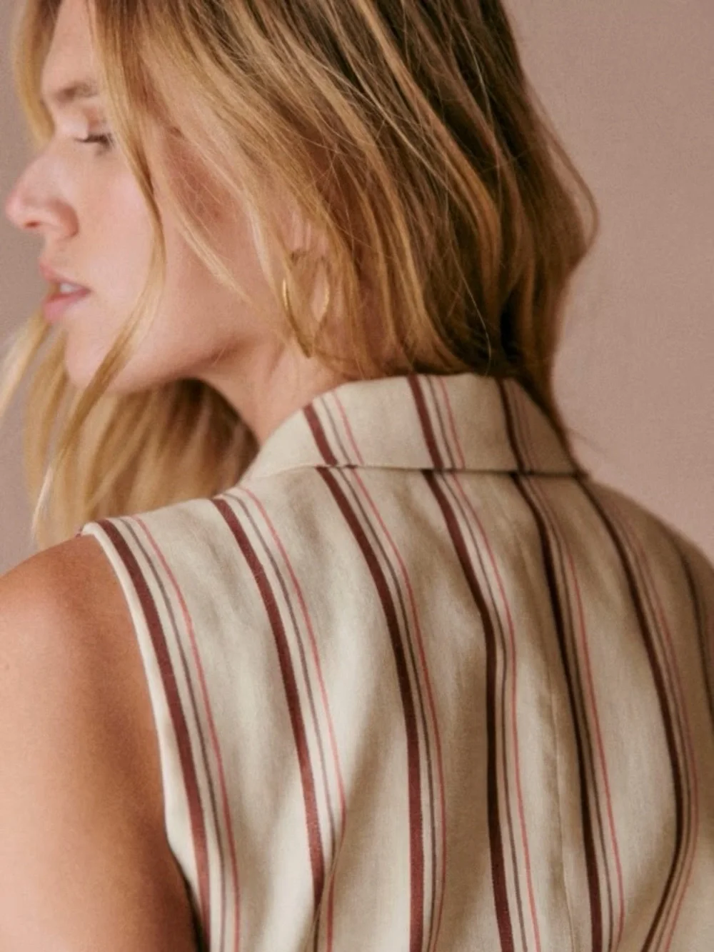 NWT Sézane Antonina Jacket in Stripes Beige Pink Brown Size 4/36