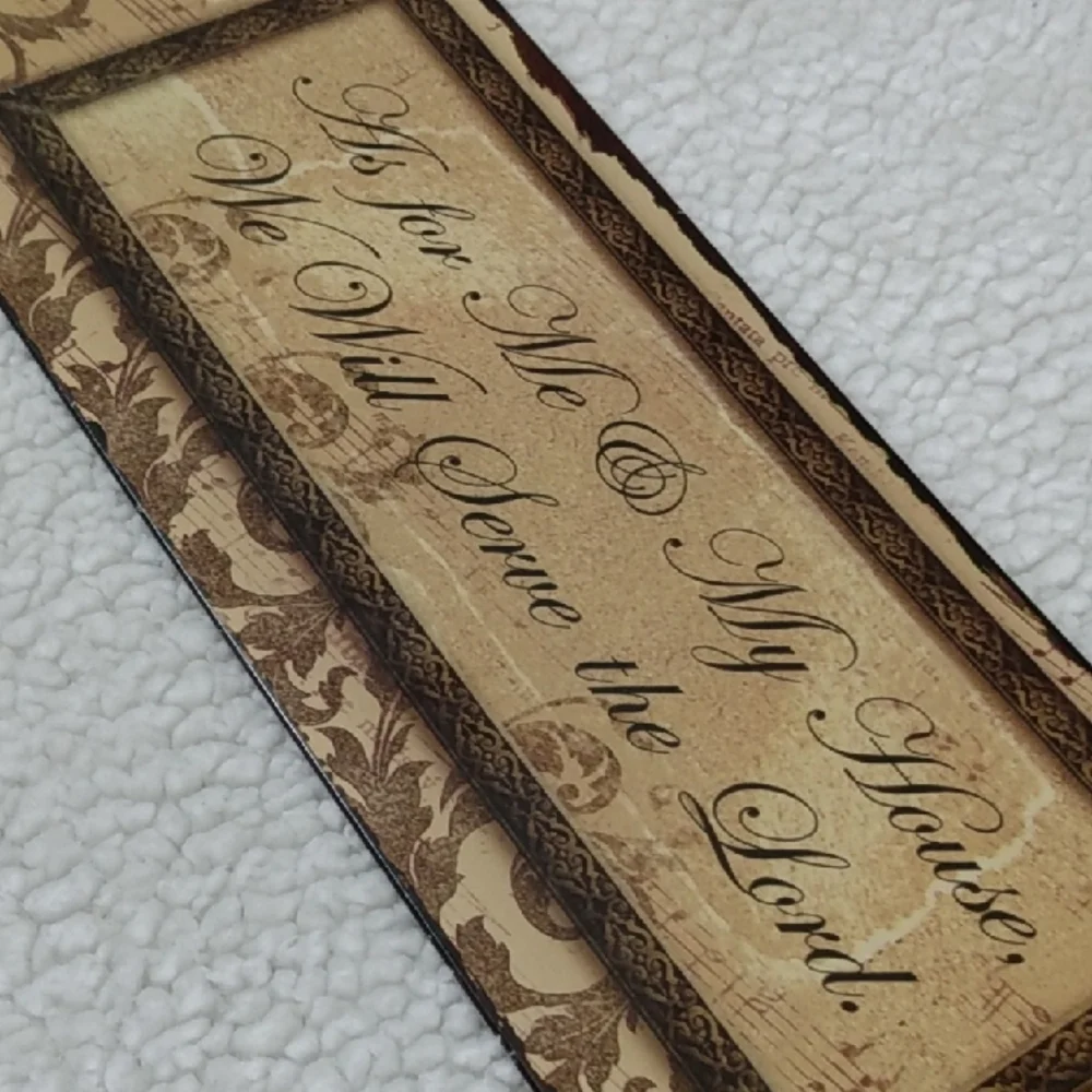 Vintage-Inspired Home Wall Plaque - Cream‎ & Brown - Metal Art - Religious