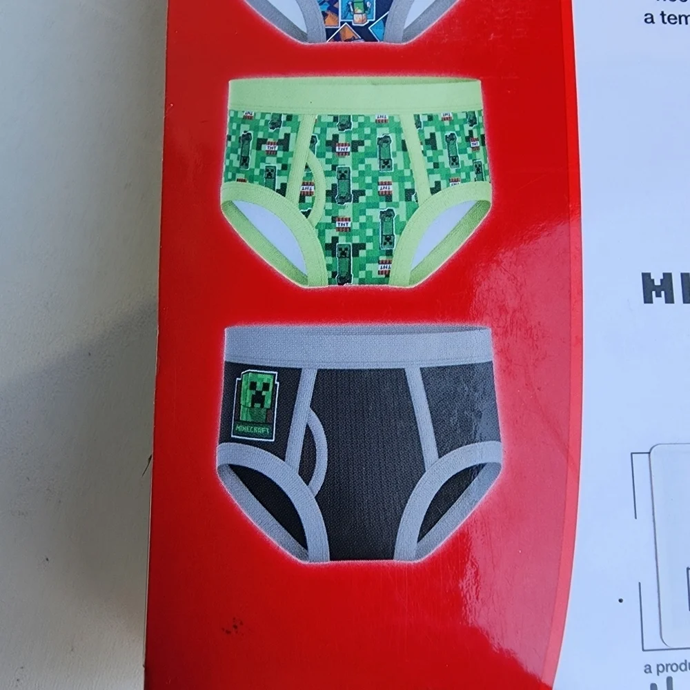 NWT Handcraft 5 Pack MineCraft Boys Briefs Cotton Multi Colors 100% Cotton Sz 8