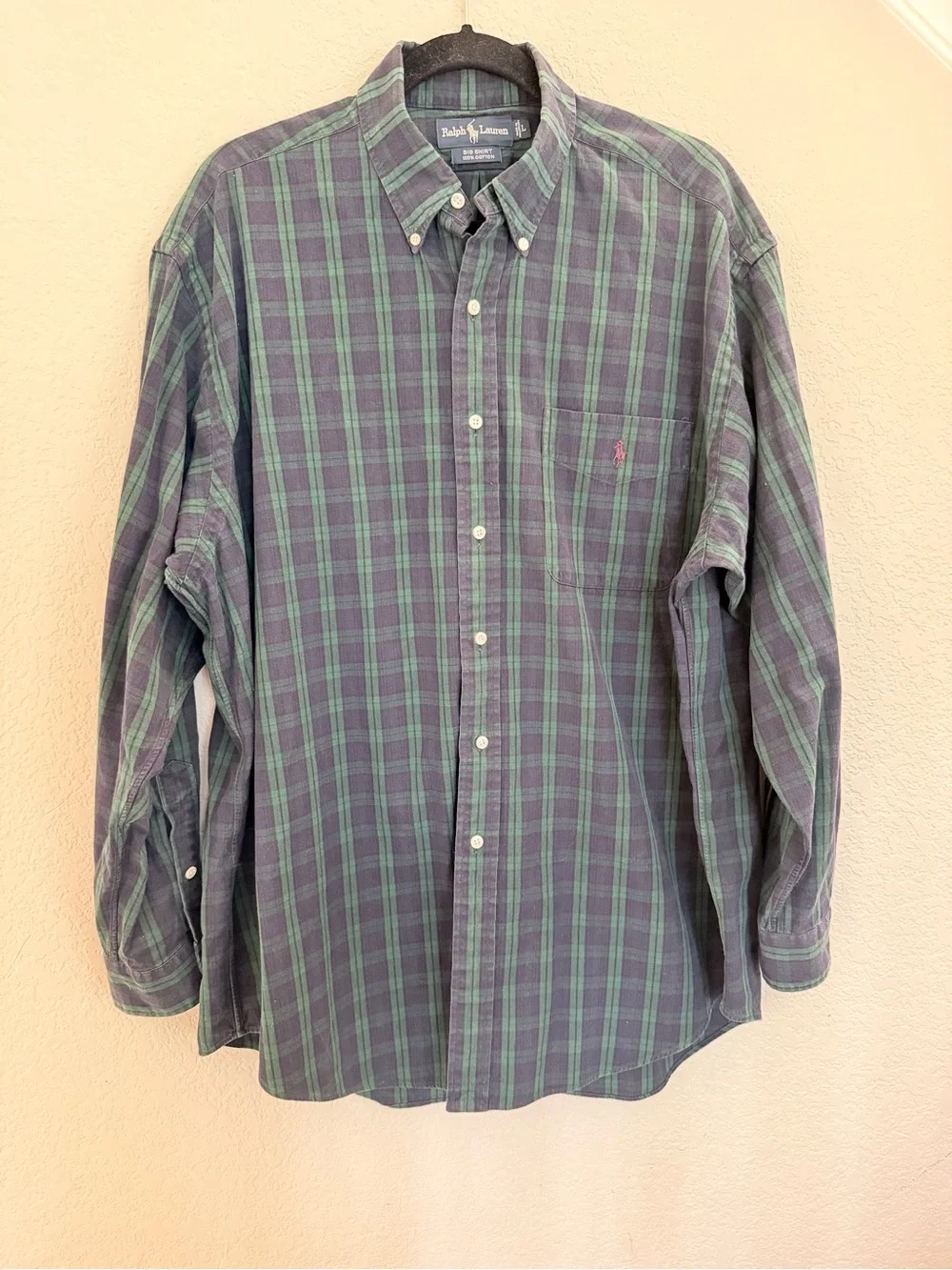 Vintage Polo Ralph Lauren Big Shirt Black Watch Plaid L
