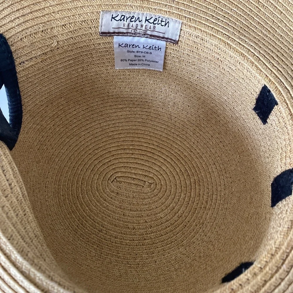 Karen Keith Sunhat- M tan black detail , paper poly blend