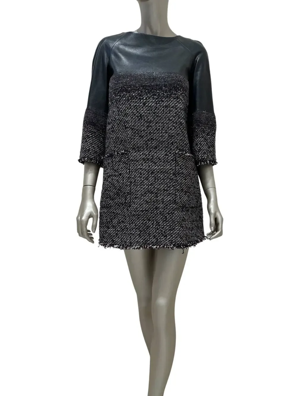 Chanel Tweed & Leather Dress Sz/36