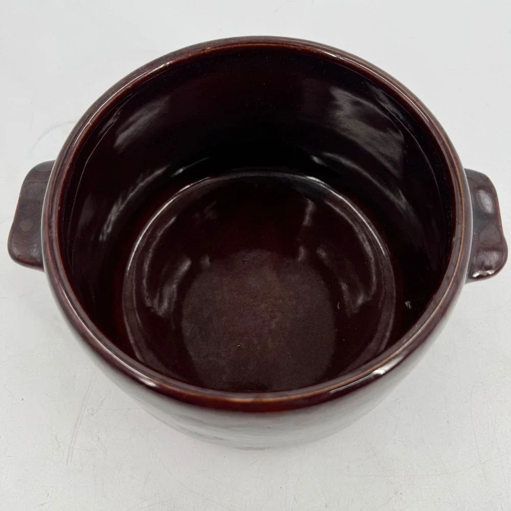 Vintage West Bend‎ USA Brown Glazed Stoneware Bean Pot Kitchen Cooking Crock