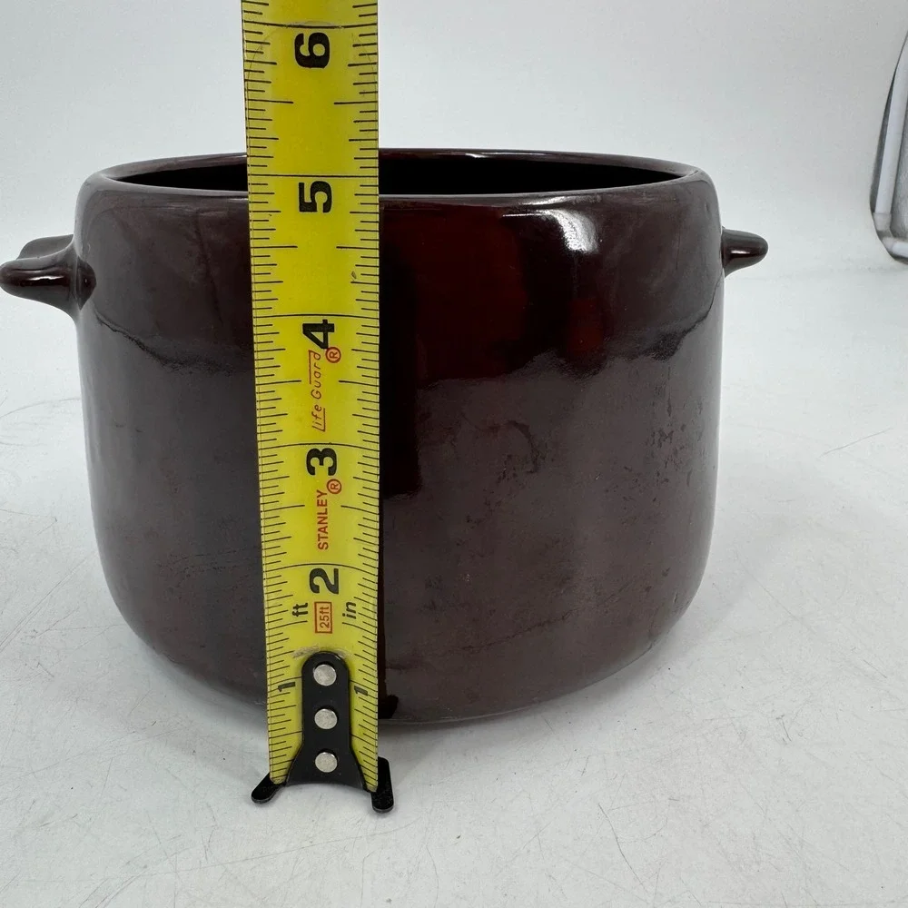 Vintage West Bend‎ USA Brown Glazed Stoneware Bean Pot Kitchen Cooking Crock