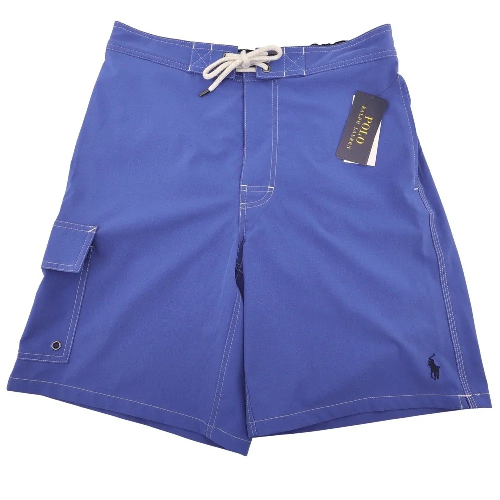 NEW Polo Ralph Lauren Cargo Board Shorts Blue Swim Trunks oMens Small