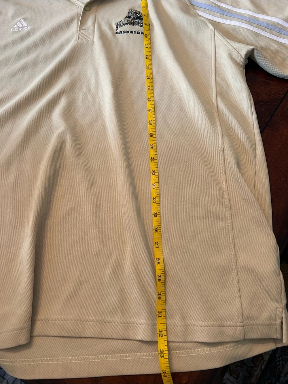 Pitt Panthers Shirt Mens 2XL XXL Gold Adidas Polo Performance Basketball