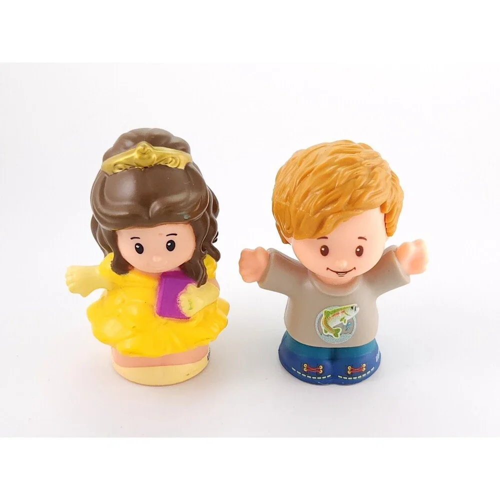 Fisher Price Little People Figure Lot of 2 Disney Princess Belle & Fishing Boy