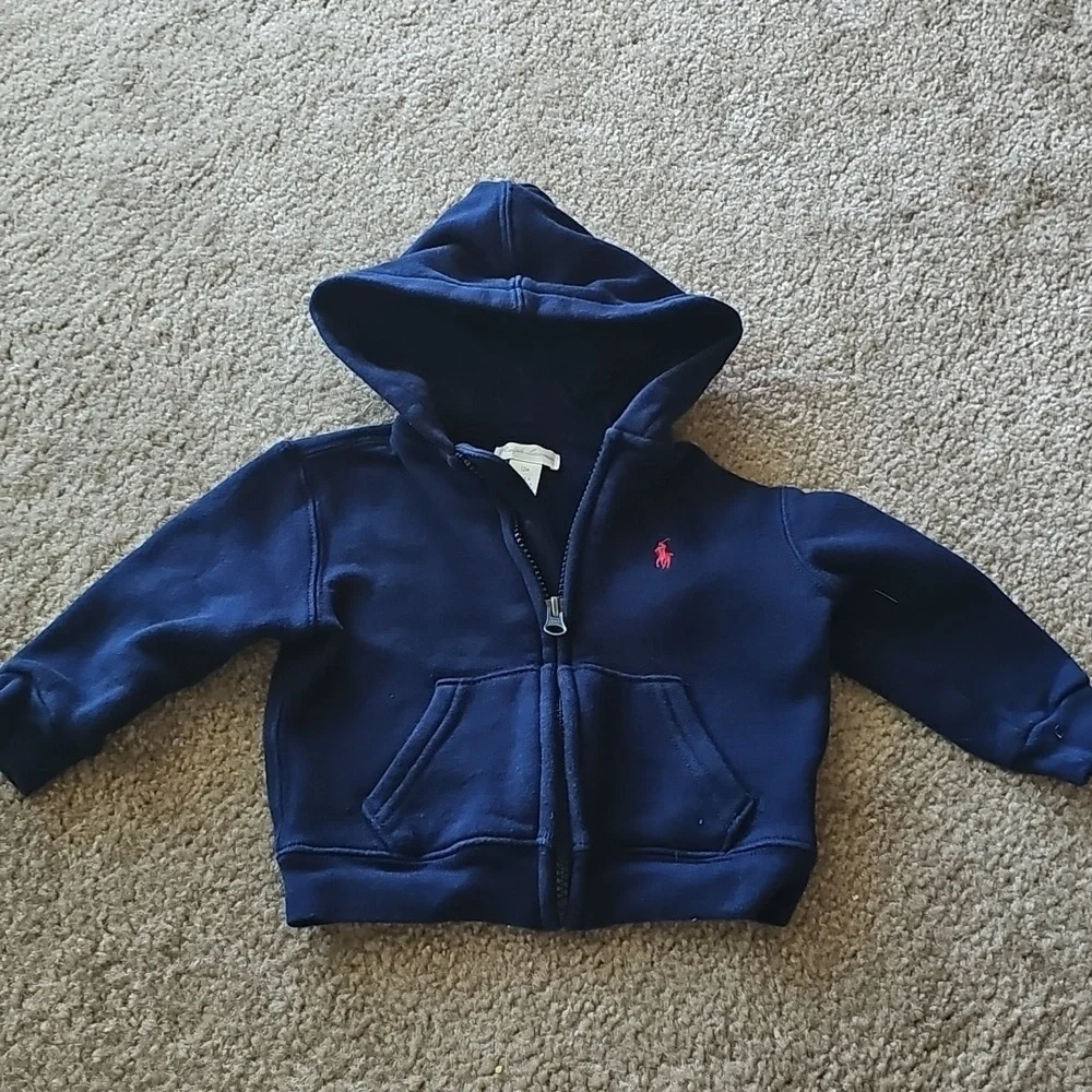 Ralph Lauren Navy Zip-Up Hoodie Baby Boys Size 12M