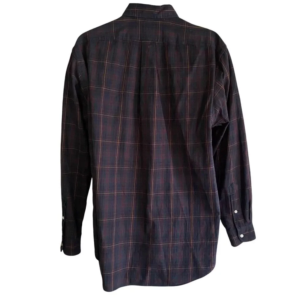 Ralph Lauren Shirt Mens Large Blue Plaid Classic Fit Button Down Long Sleeve