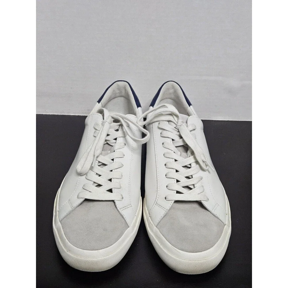 Size 11 Vince Men's Fulton low-top sneaker in white & blue leather & suede