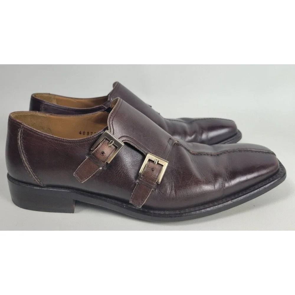 Mezlan‎ Mens Brown Leather Split Toe Double Monk Strap Dress Shoes Spain 8.5 M