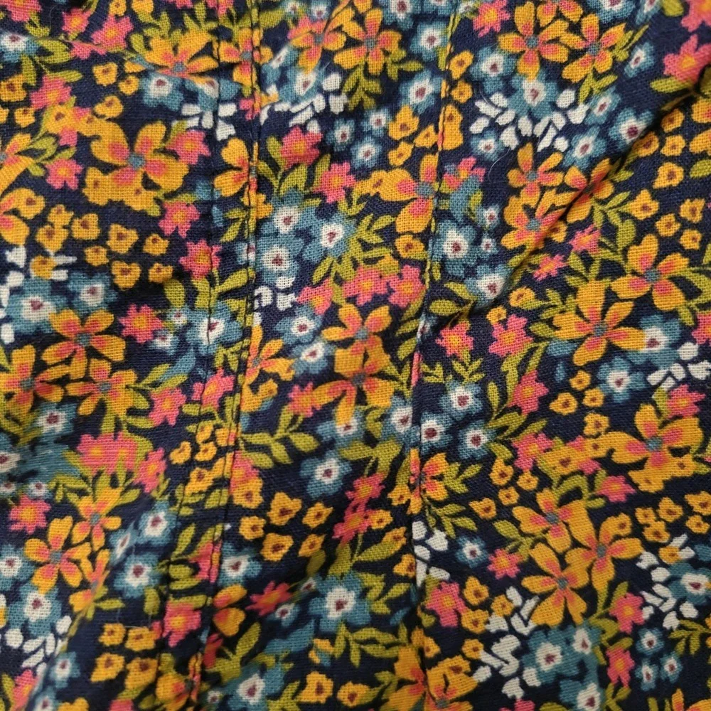 Free People Picnic Party Top Floral Button Front Puff Sleeve V-Neck Large L