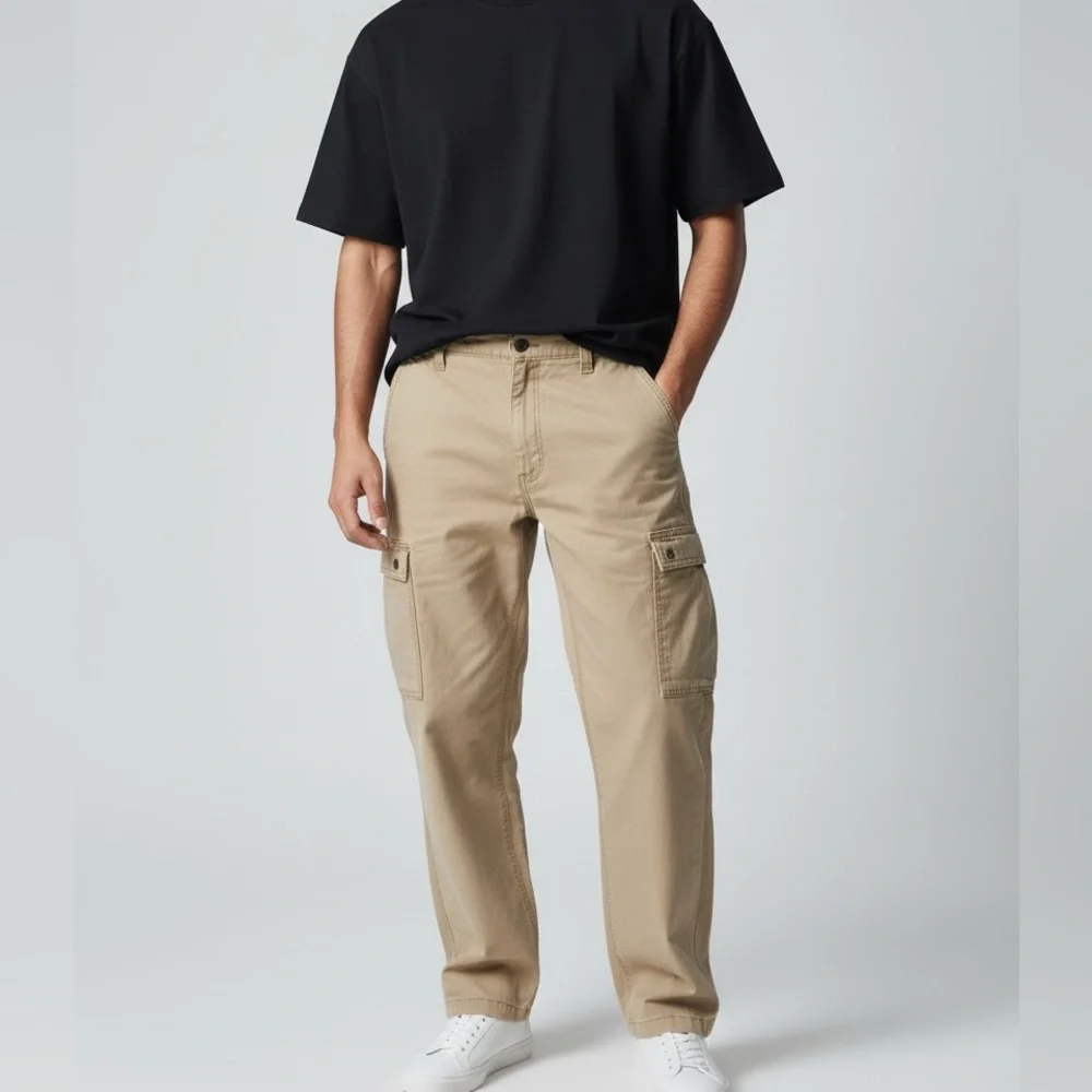 Carhartt Khaki Cargo Workwear Utility Casual Snap Pockets Zip Pants Mens 44 X 30