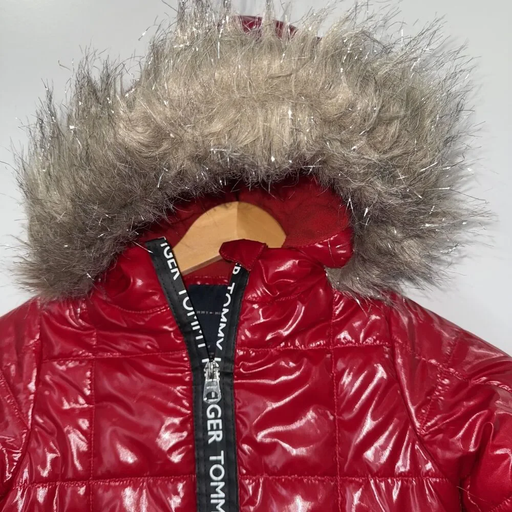 Tommy Hilfiger Jacket With Fur Hood Toddler Girls Size 4 !