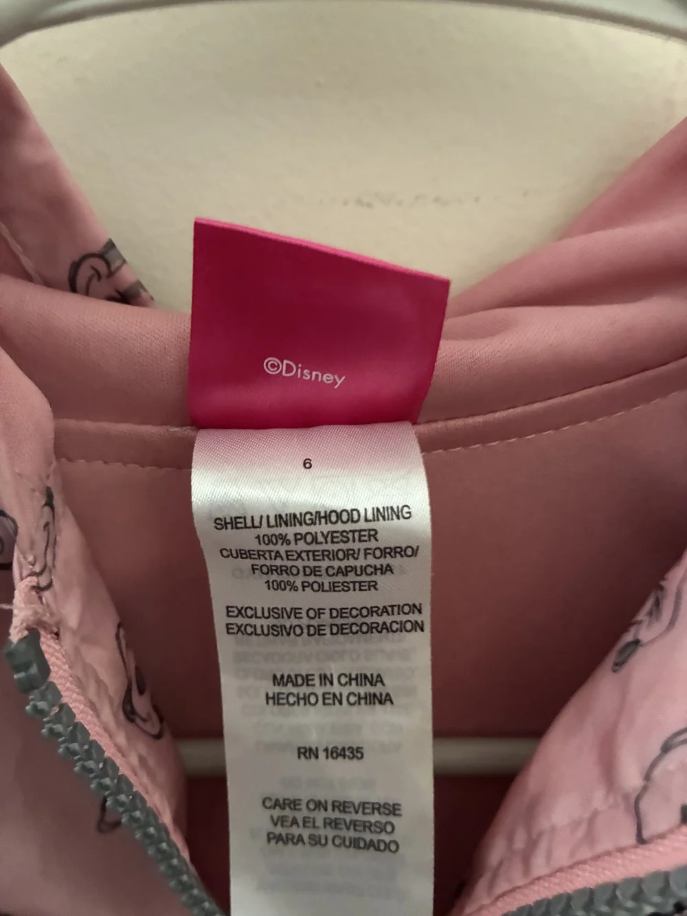 Disney Pink Minnie Mouse Hooded Rain Jacket with Bow Patch
