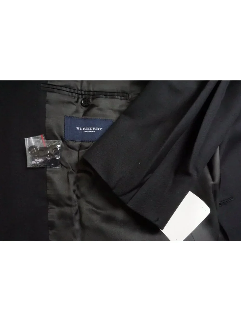 Burberry London Solid Black Wool 2 Pc Suit Jacket Pants Sz 50R BRAND NEW