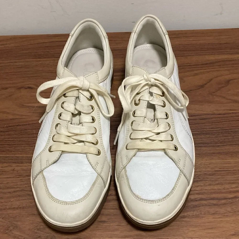 Cole Haan/Nike Air Mens Grand Pro Turf Leather Sneakers in Ivory/Stone. Sz 11 M.