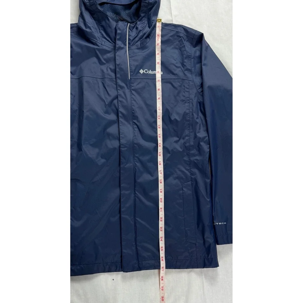 Columbia Kids Navy Blue Omni-Tech Waterproof Rain Jacket Hooded Large 14/16
