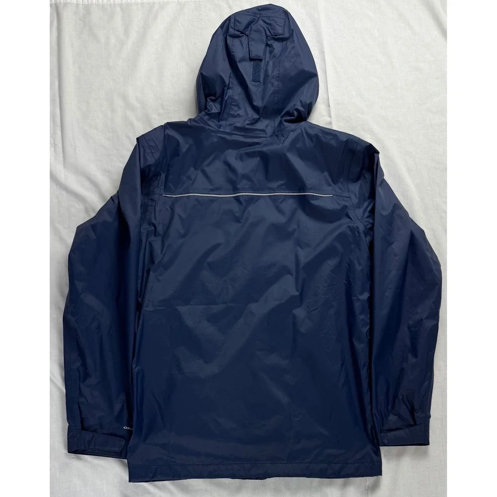 Columbia Kids Navy Blue Omni-Tech Waterproof Rain Jacket Hooded Large 14/16