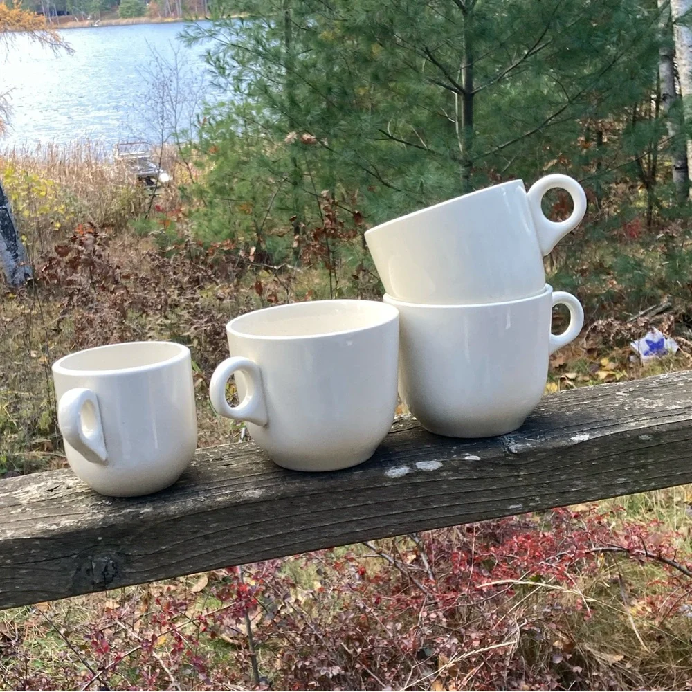 MCM Cups Vintage Mugs USA Set of 4 Retro Coffee Cappuccino Espresso White