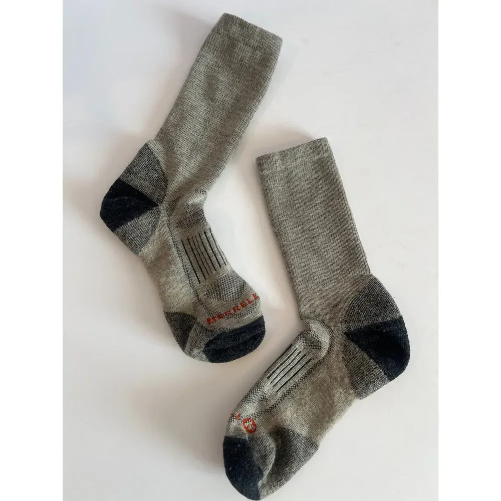 Merrill Men's Merino Wool Work Hiker Crew Socks Moisture Wicking Gray O/S