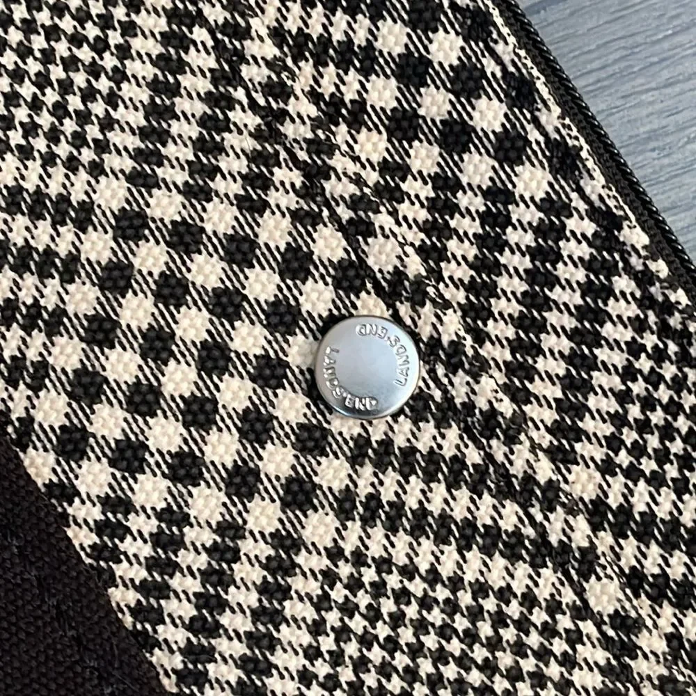 Lands’ End Canvas Zipper Pouch - Wristlet Black & White Plaid