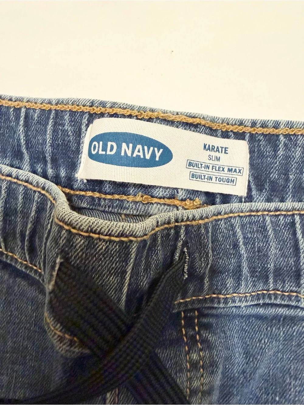 Old Navy Blue Distressed Denim Drawstring Kids Shorts Youth Boys Size L 14-16