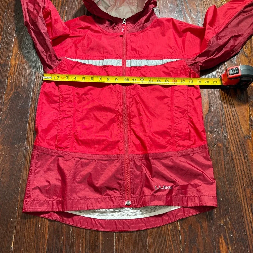 LL Bean Rain‎ Jacket Youth Large Red Kids Hooded Waterproof Reflective **READ**