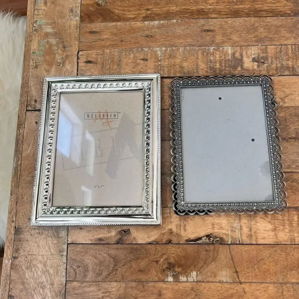 Set Of Two Ornate Silver-Plated Picture Frames 5 x 7