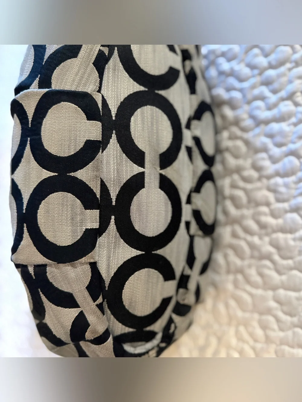 Coach Op Art Signature Jacquard Satchel Crossbody Black Ivory Style 17000 EUC