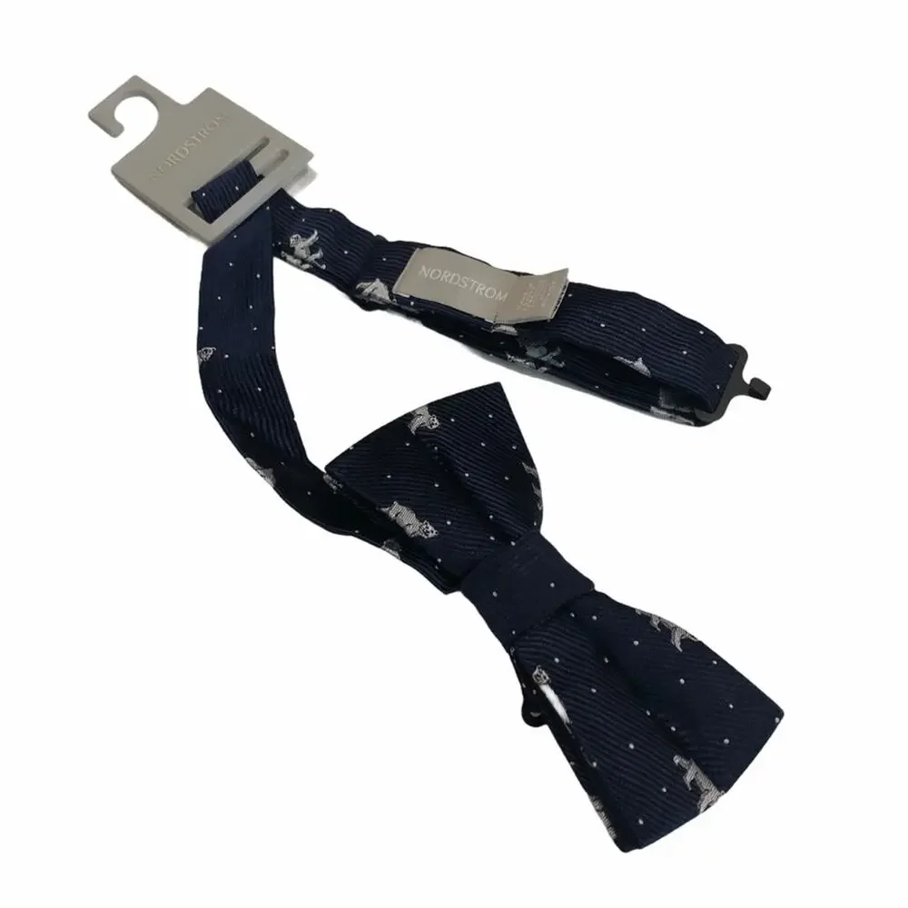 NORDSTROM Big Boy's Navy Blue‎ Polar Bear Bow Tie NWT Silk Adjustable