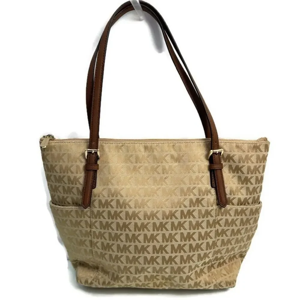 Michael Kors Jet Set Canvas Monogram Large Tote Bag Purse