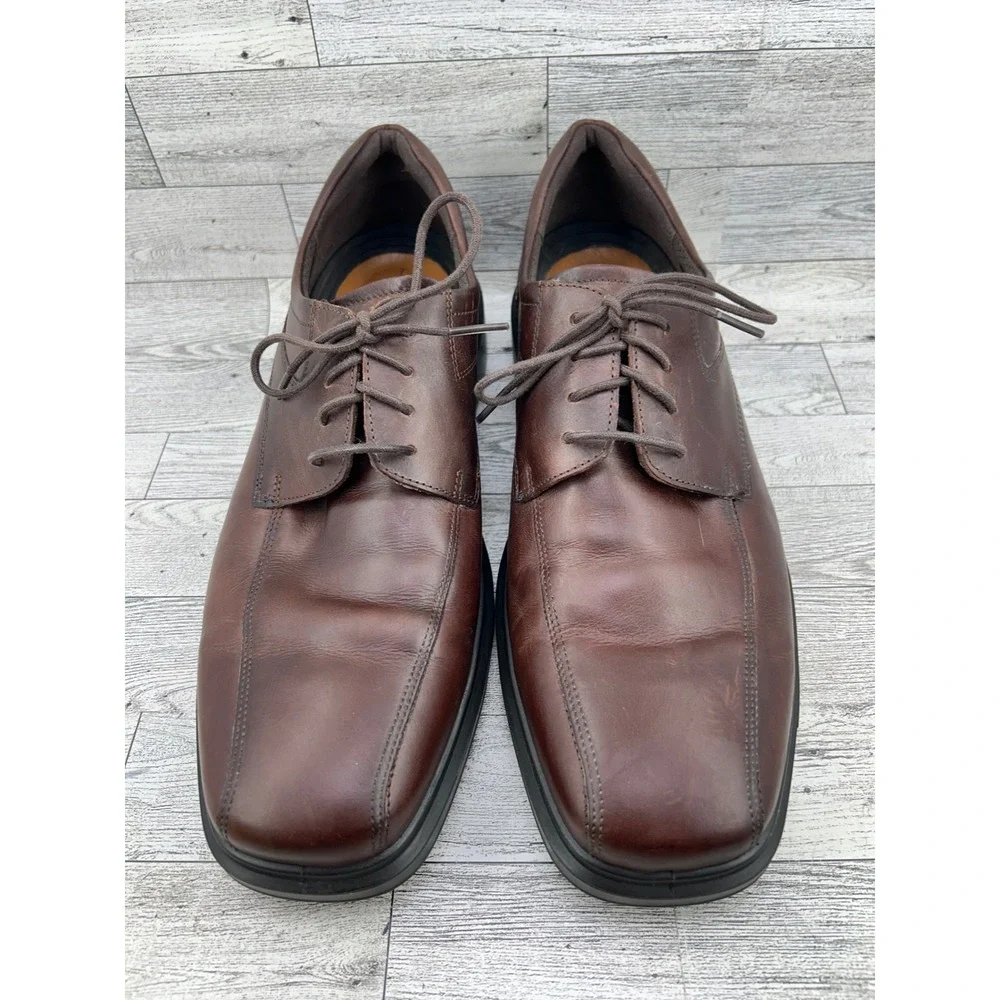 ECCO Helsinki 2 Mens Apron Toe Tie Brown Leather Dress Shoes Size EU 46 US 12.5‎