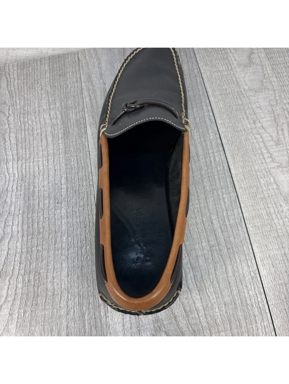 RZ Design Robert Zur Leather Loafer Boat Shoes Black Brown 10.5M