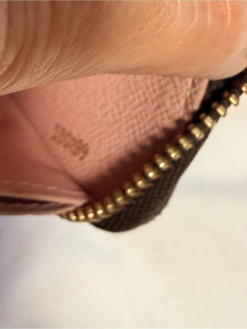 Louis Vuitton Brown Monogram Zip Wallet with Pink Pulls