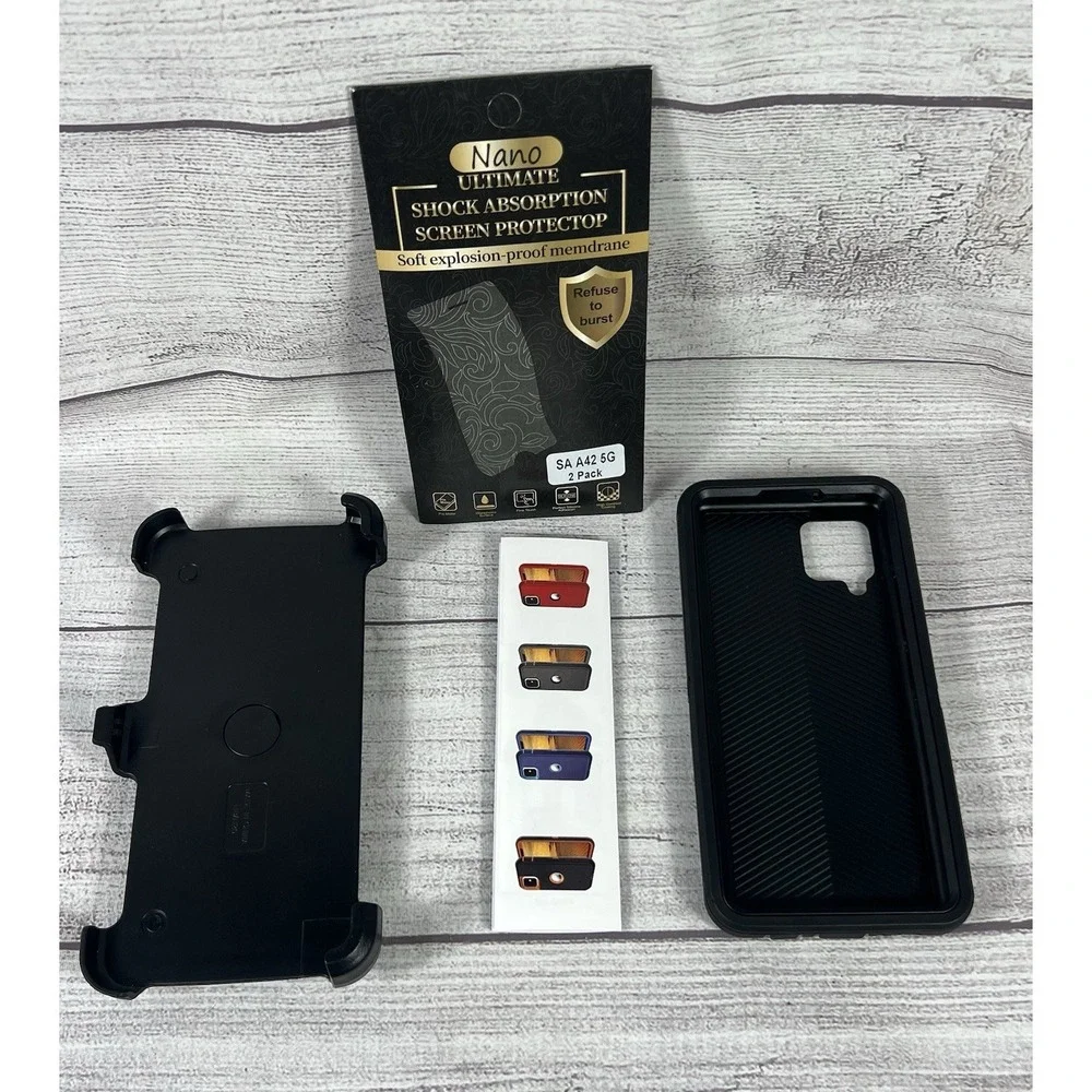 Samsung‎ Galaxy A42 5G Rugged Case Holster + 2 Pack Screen Protectors