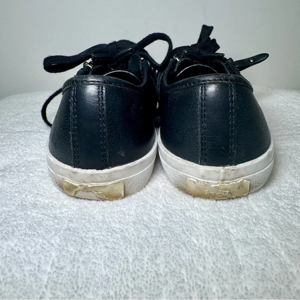 Coach Women’s Empire black and white‎ leather sneakers with zipper detail size 8