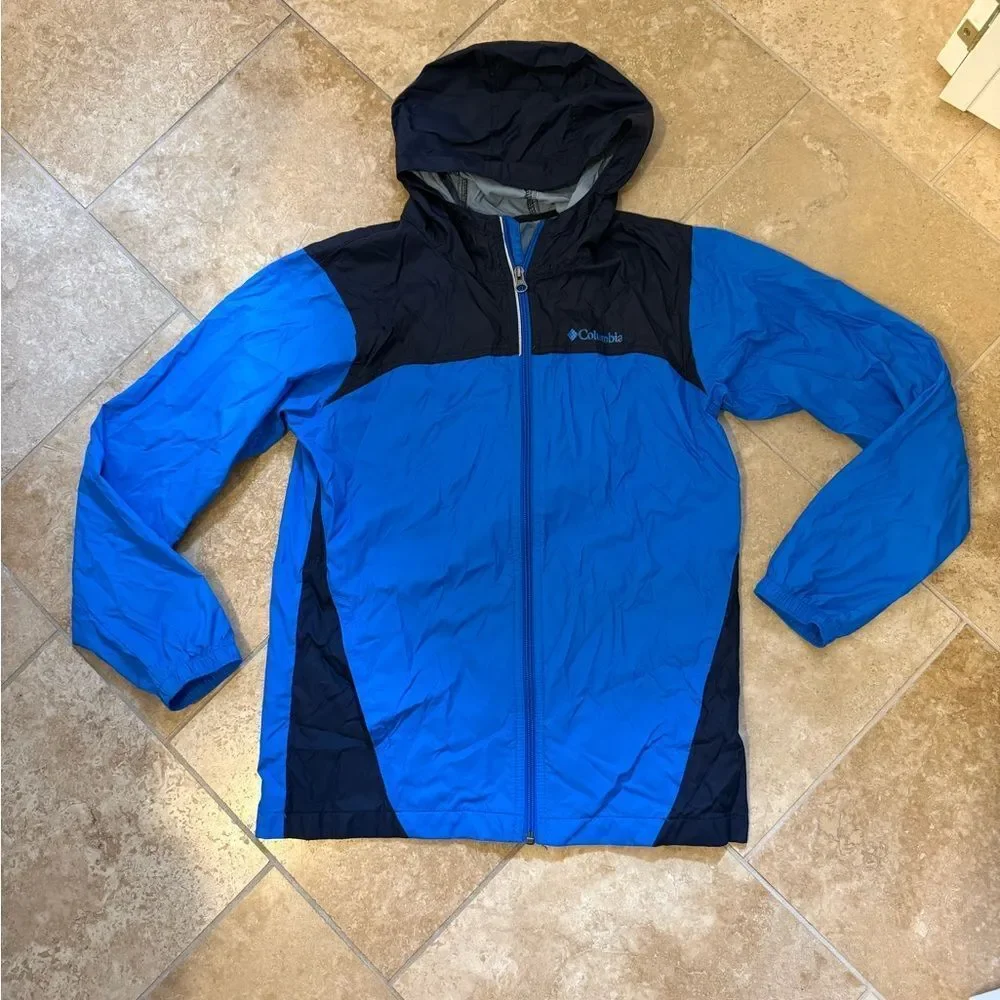 Columbia Boys Large 14-16 Performance Rain Jacket in Blue and Black