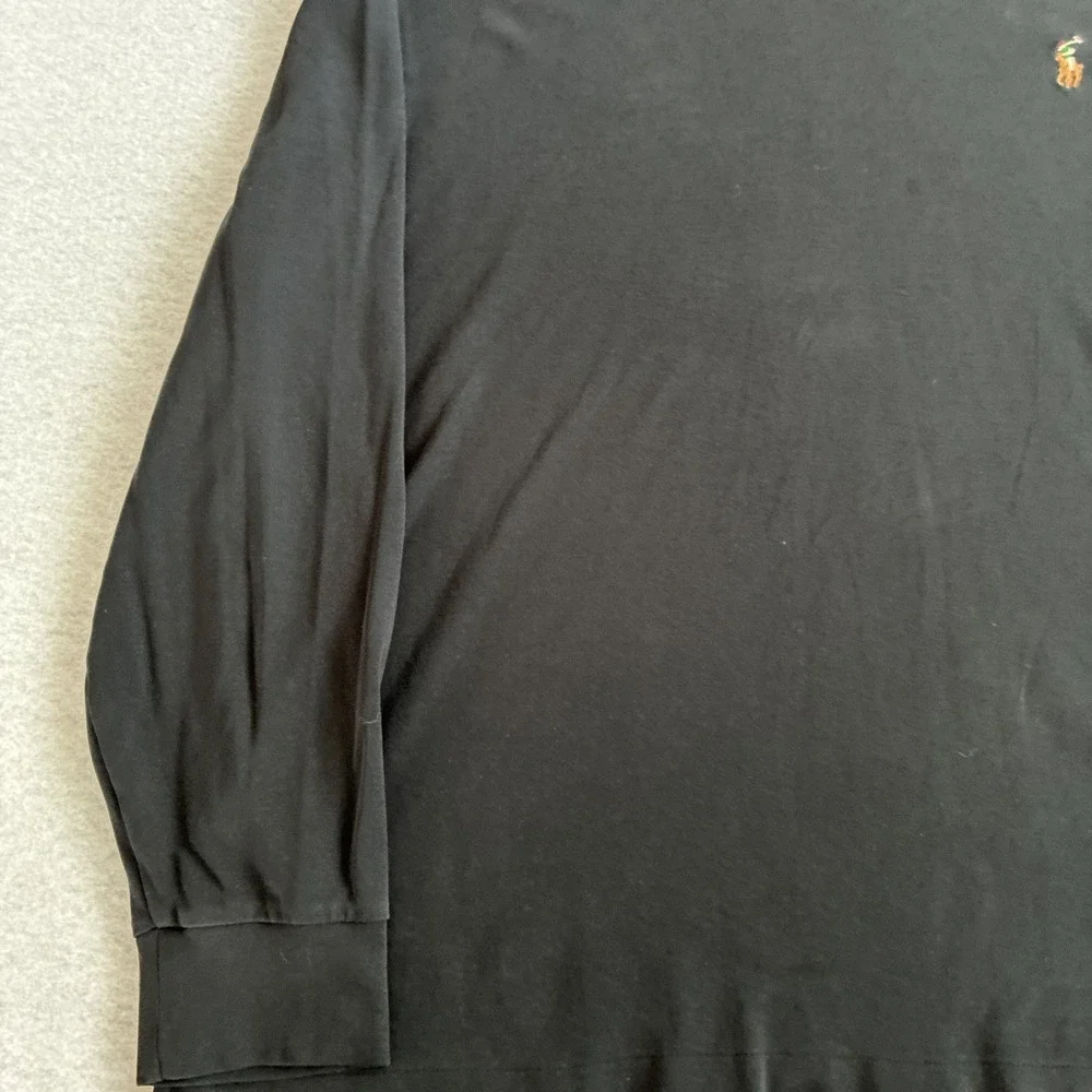 Polo Ralph Lauren Mens XXL Turtleneck Shirt Black Cotton Long Sleeve Flesh Pony