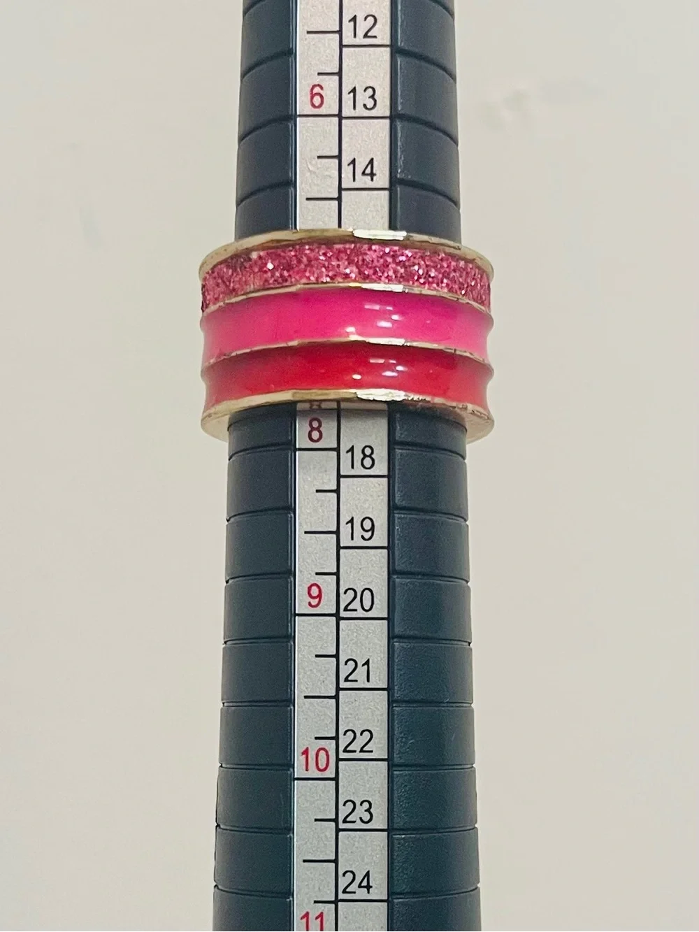 Vintage Triple Stacked Pink Enamel And Glitter Chunky Band Ring