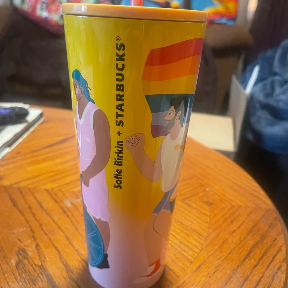Starbucks Sofie Birkin 2024 Yellow Summer Graphic SS Cold Cup Tumbler