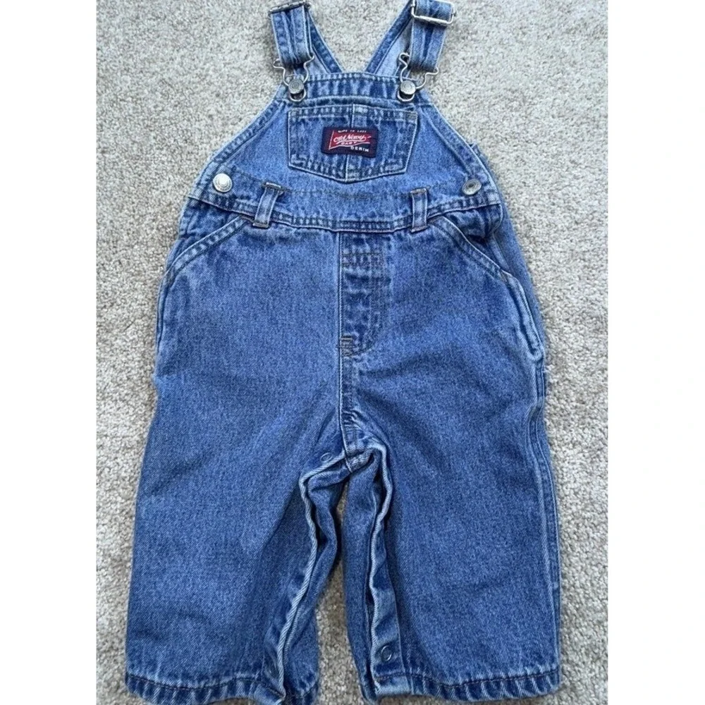 Old Navy Baby Denim Overalls 3-6 Months Medium Wash Blue Carpenter Utility