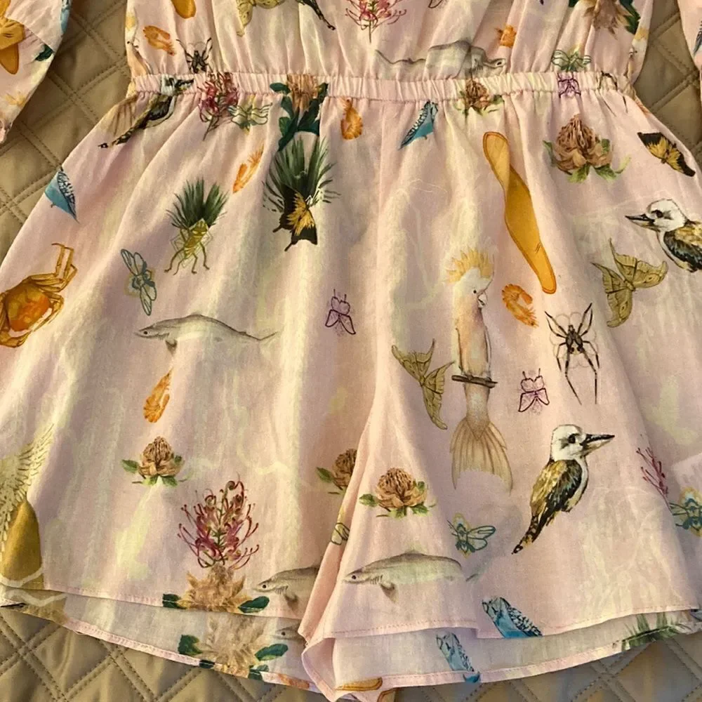 Milla by Camilla NWOT Girls Pink Nature Print Cotton Playsuit. Size 10