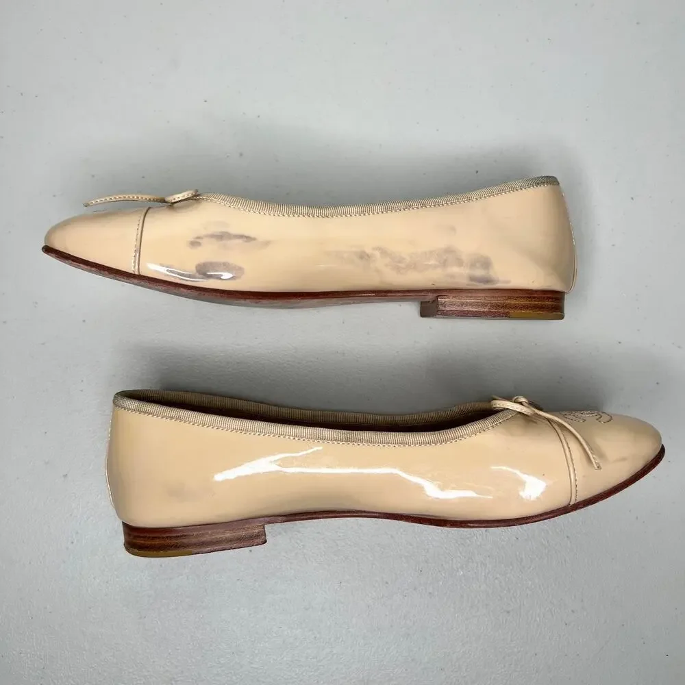 CHANEL Patent Cap Toe Ballet Flats Size 40C