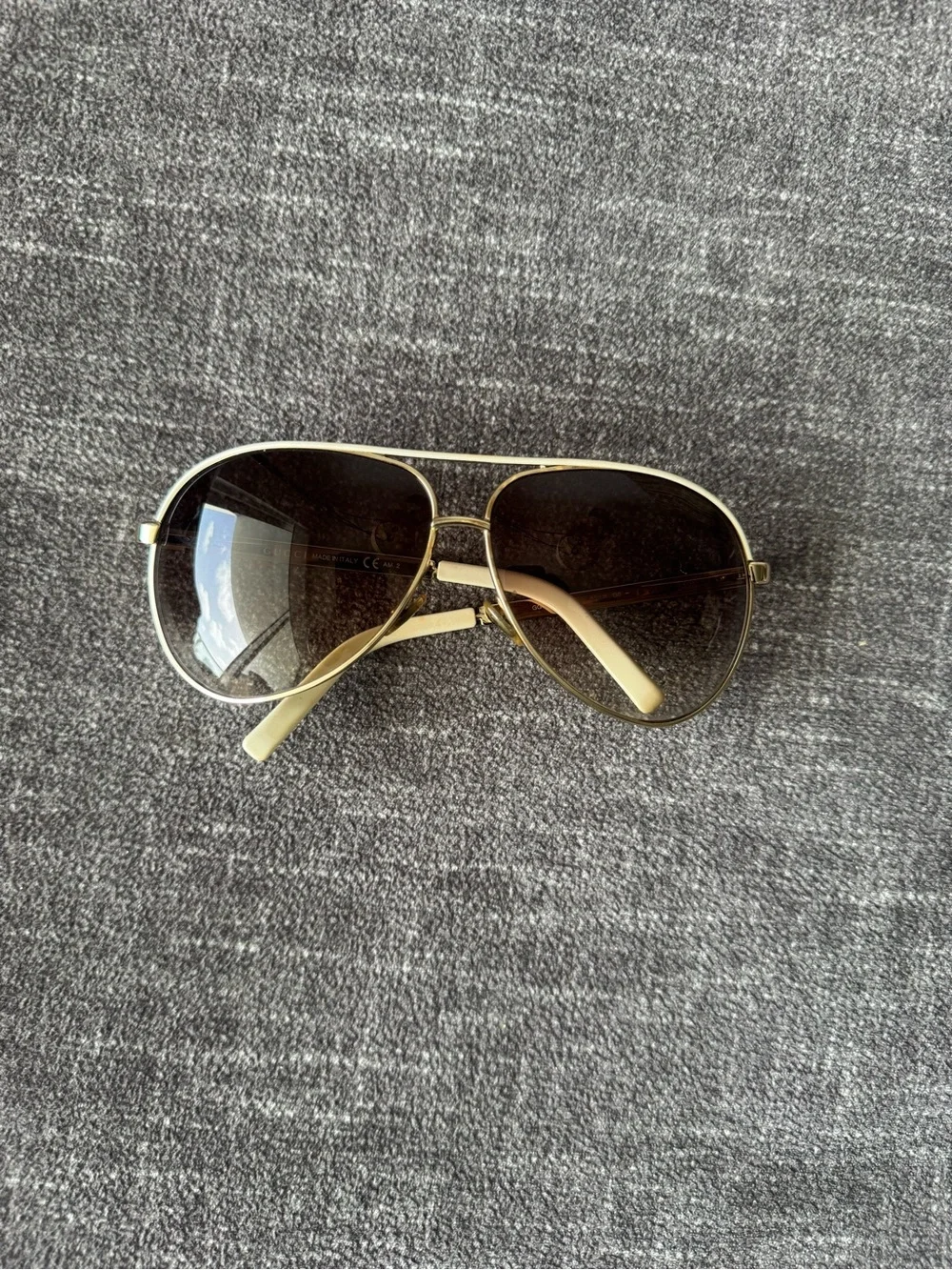 Gucci gold /creamSunglasses with Brown Gradient Lenses