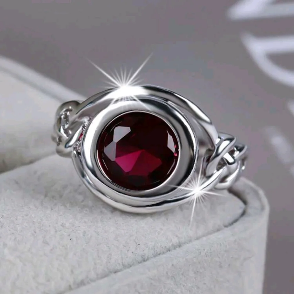 SALE ** BRAND NEW ** Elegant Silver Ring with Ruby Topaz Gemstone