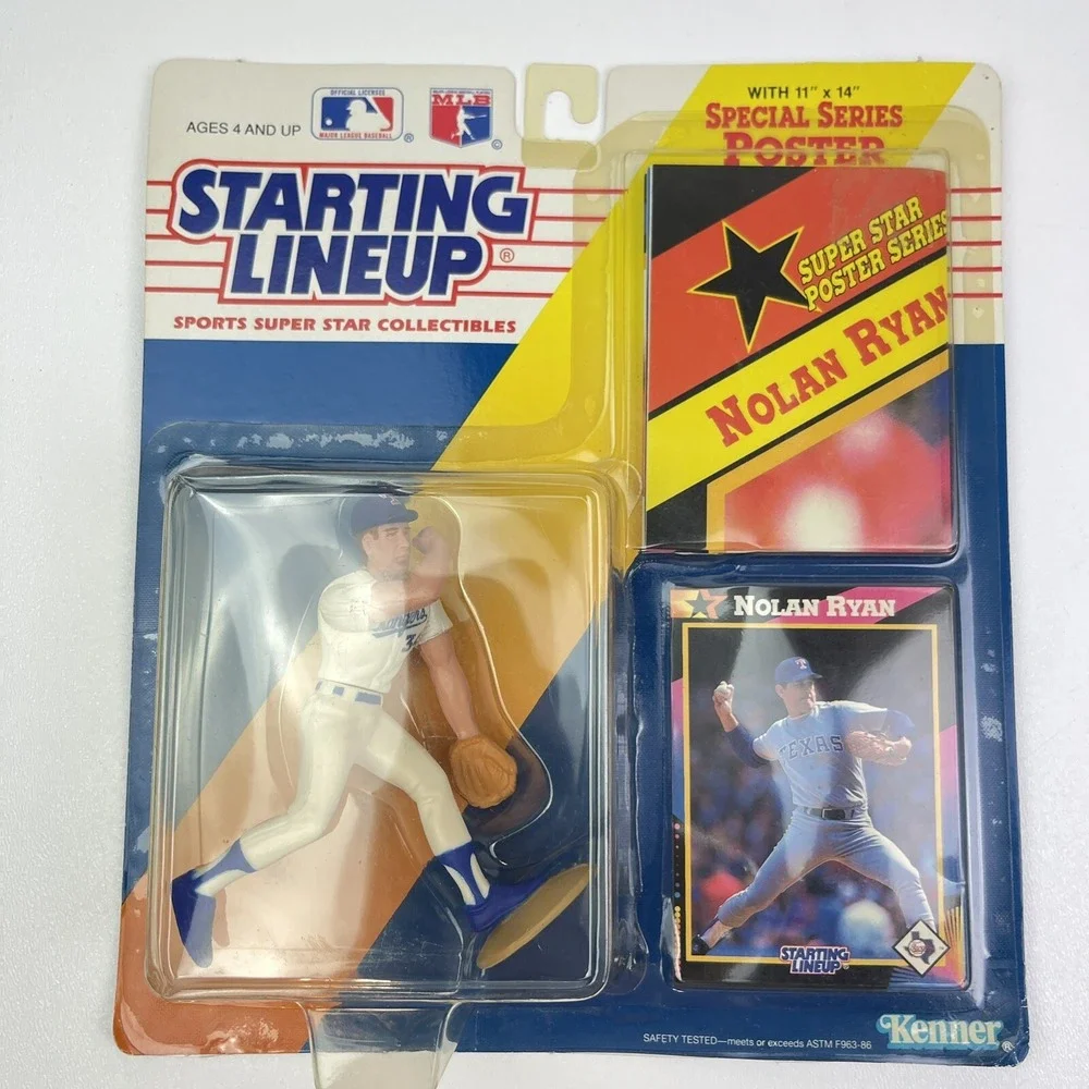 Nolan Ryan Texas Rangers Starting Lineup Action Figure 1992 Sealed Poster Card
