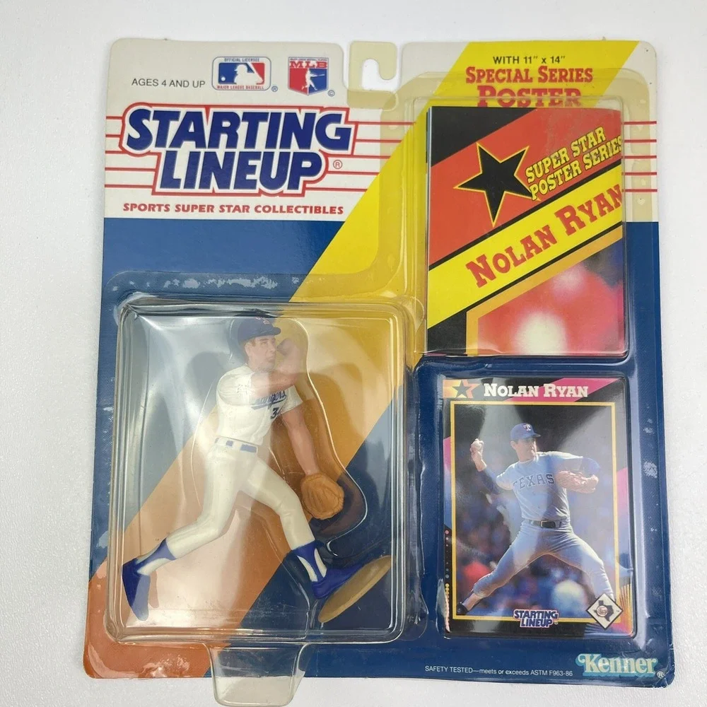 Nolan Ryan Texas Rangers Starting Lineup Action Figure 1992 Sealed Poster Card