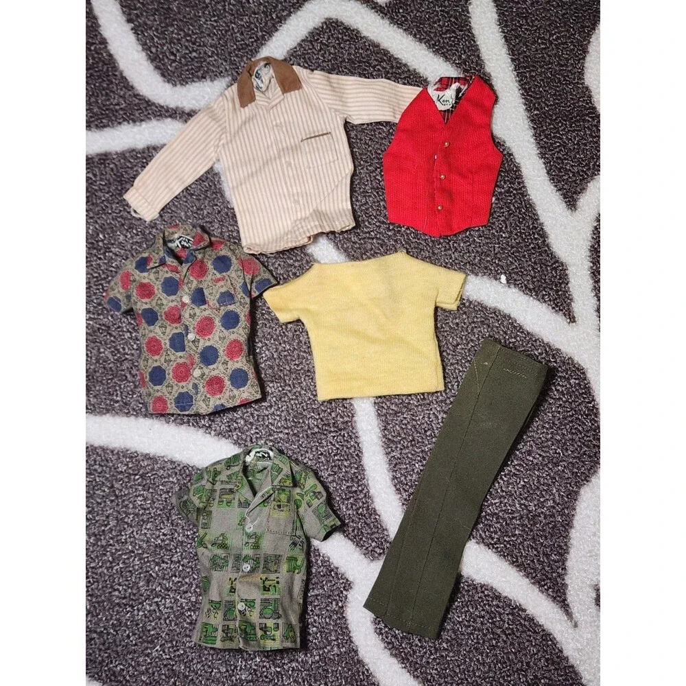 Vintage Ken Doll Clothing Lot 1960s Mattel Tagged Shirts Vest Pants Barbie